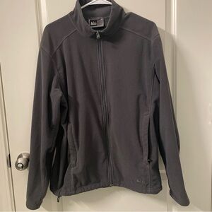 REI Mens L Full Zip Knit Hoodie Gray Jacket Zip Pockets Fleece Polyester 2010